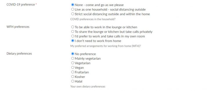 Cohabitas housemate registration form