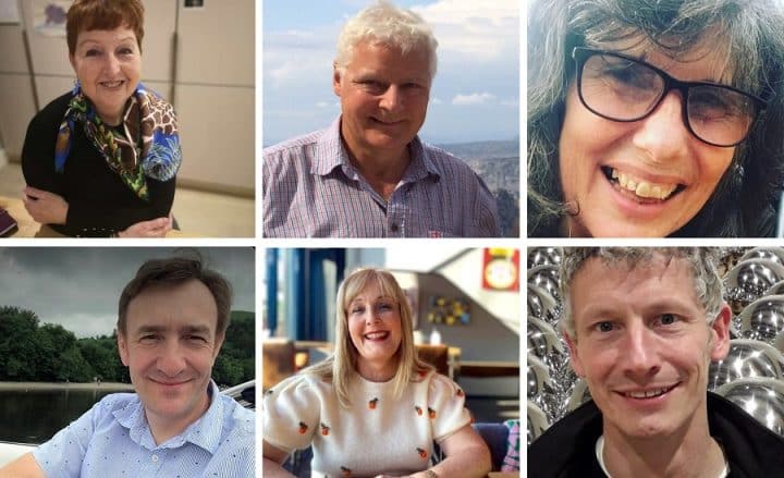 Portraits of 3 women and 3 men in their 40s and 50s