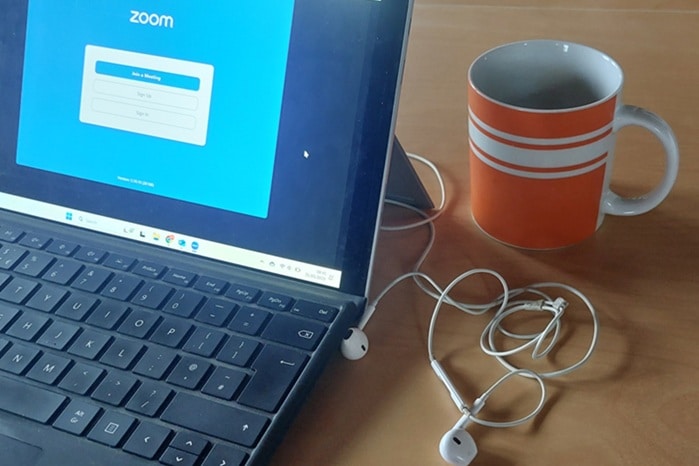 Laptop zoom call screen